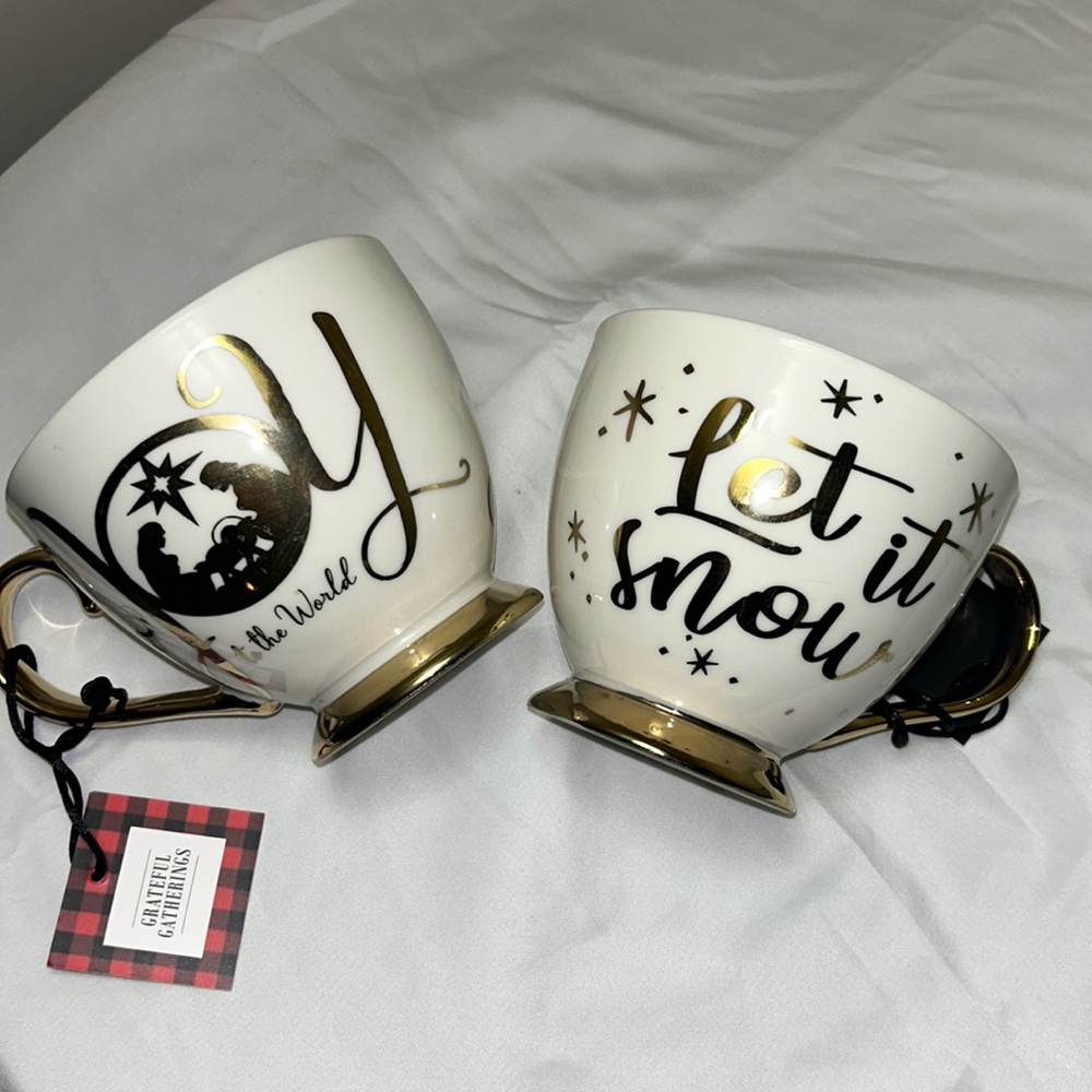 White & Gold Coffee Mugs